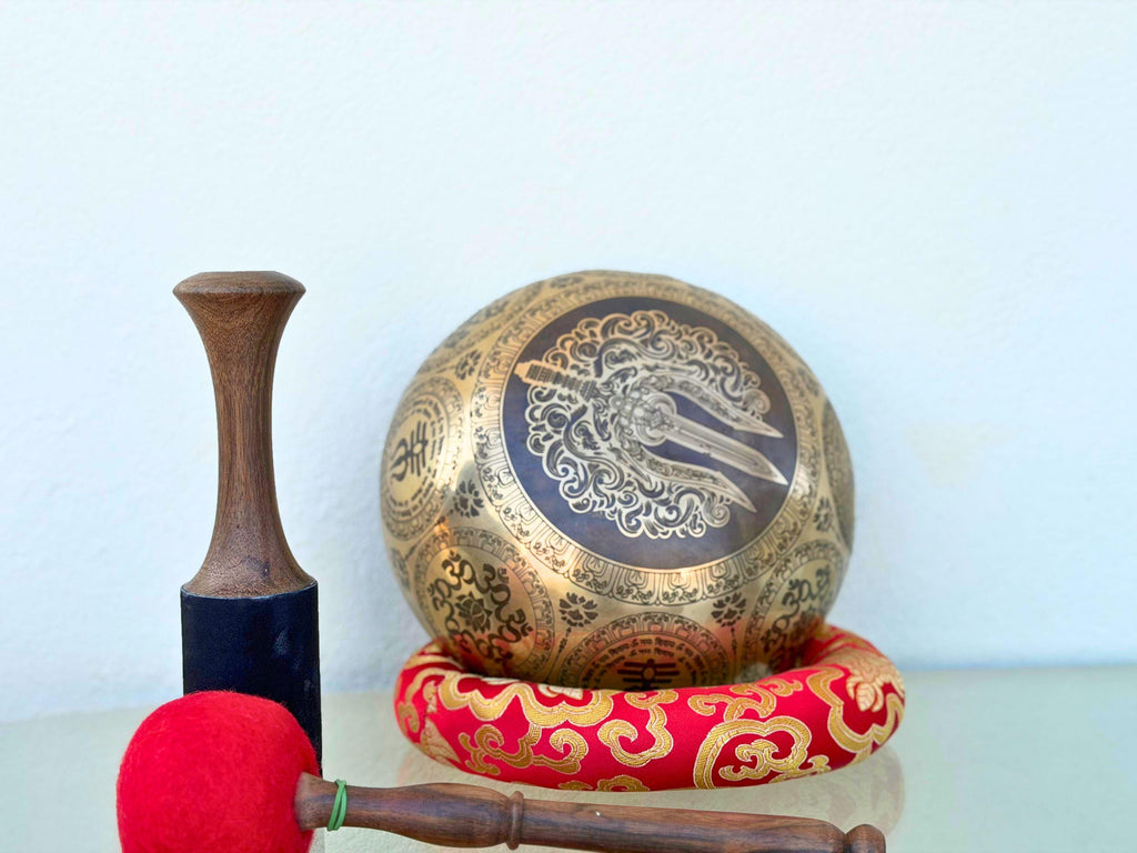 Handmade Shiva Singing Bowl – Seven Metal, Sound Healing, Trishul Design