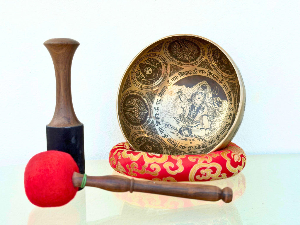 Handmade Shiva Singing Bowl – Seven Metal, Sound Healing, Trishul Design