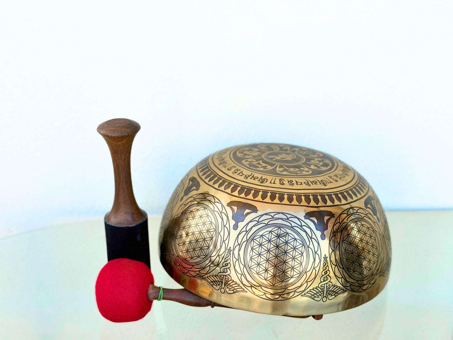 Seven Metal Tibetan Singing Bowl – Handcrafted in Nepal | Mandala Engraved Sound Healing & Meditation Bow