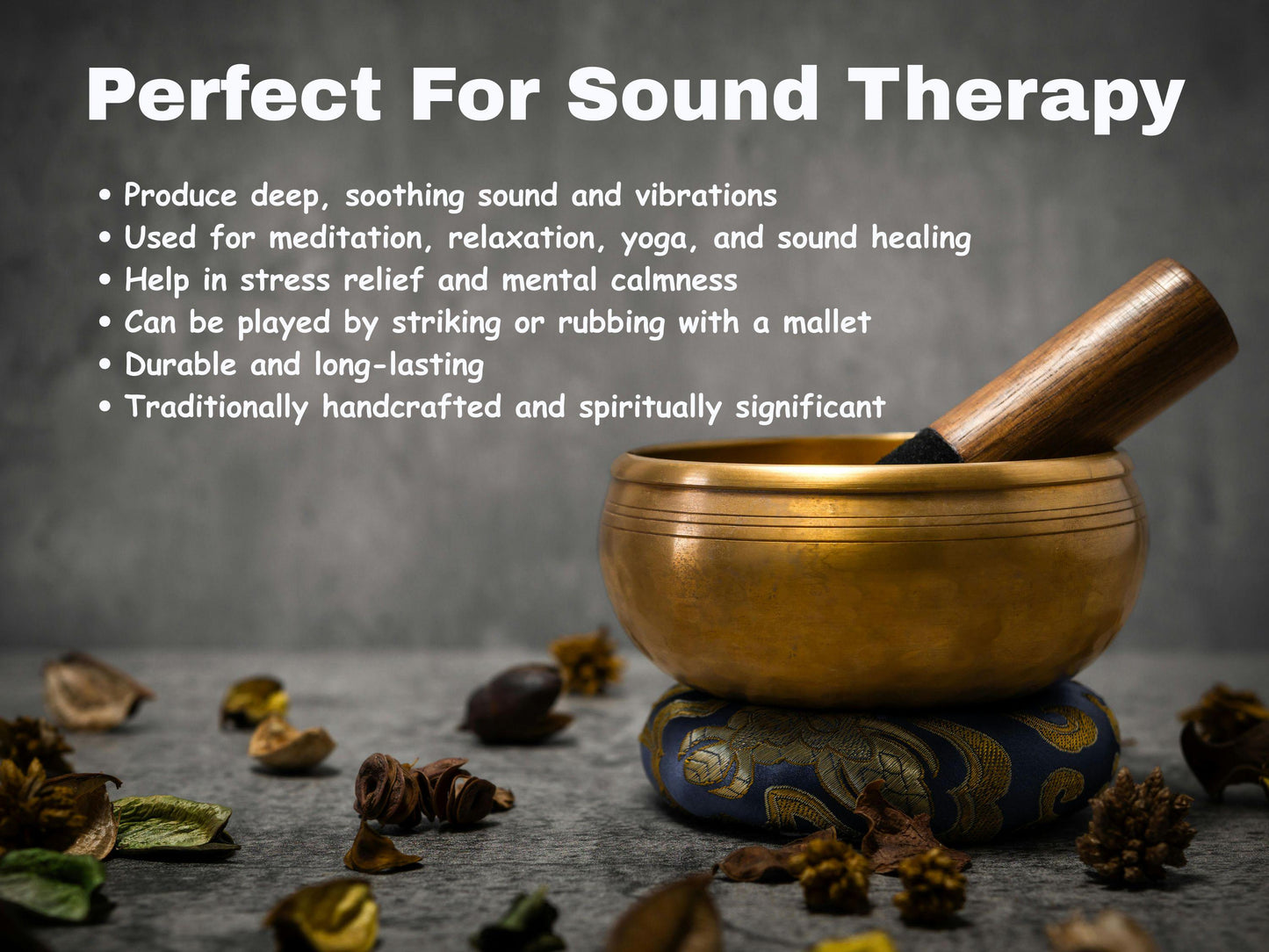Buddha Foot Carved Singing Bowl | 12"–24" Sound Healing, Meditation