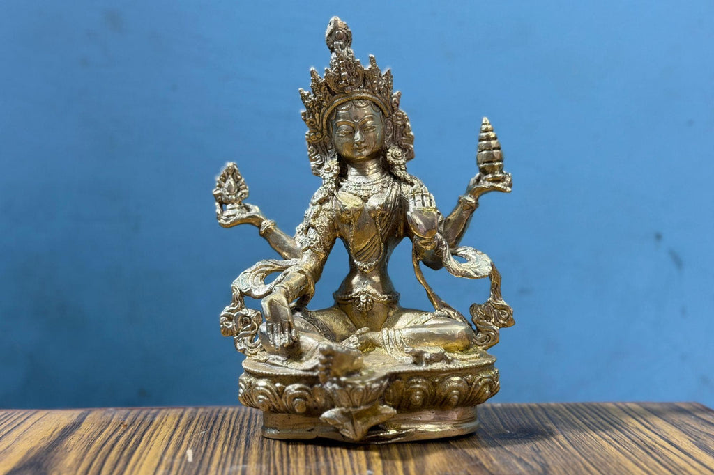 Exquisite Handcrafted Brass Goddess Statue – 7.5 Inch