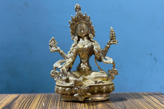 Exquisite Handcrafted Brass Goddess Statue – 7.5 Inch