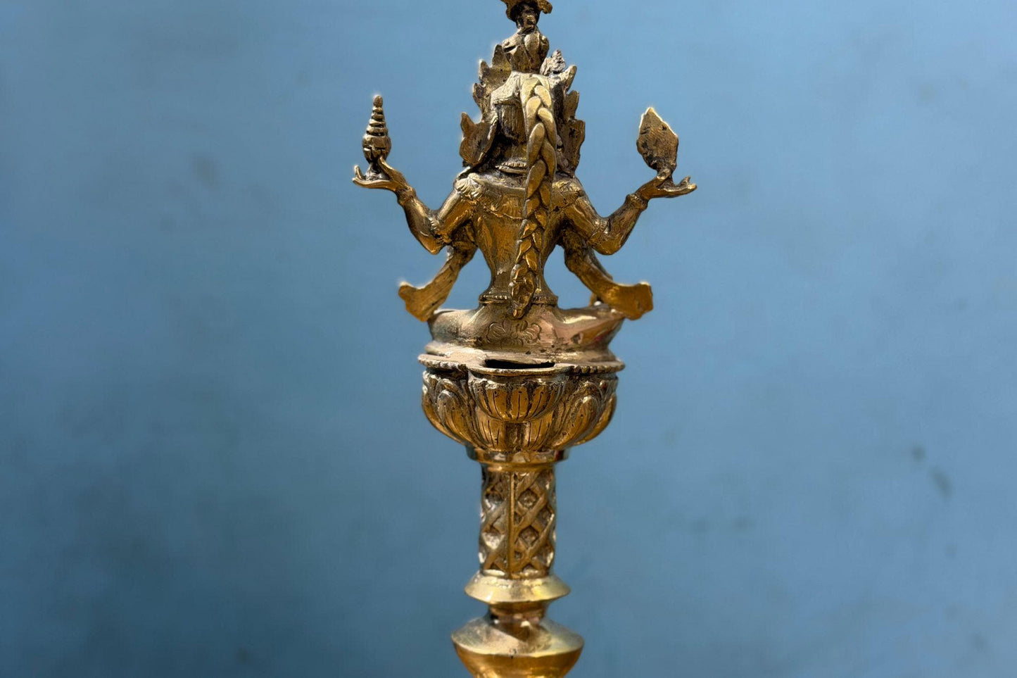 Sacred Handcrafted Brass Goddess Lakshmi / Vasudhara Diya – 12 Inches