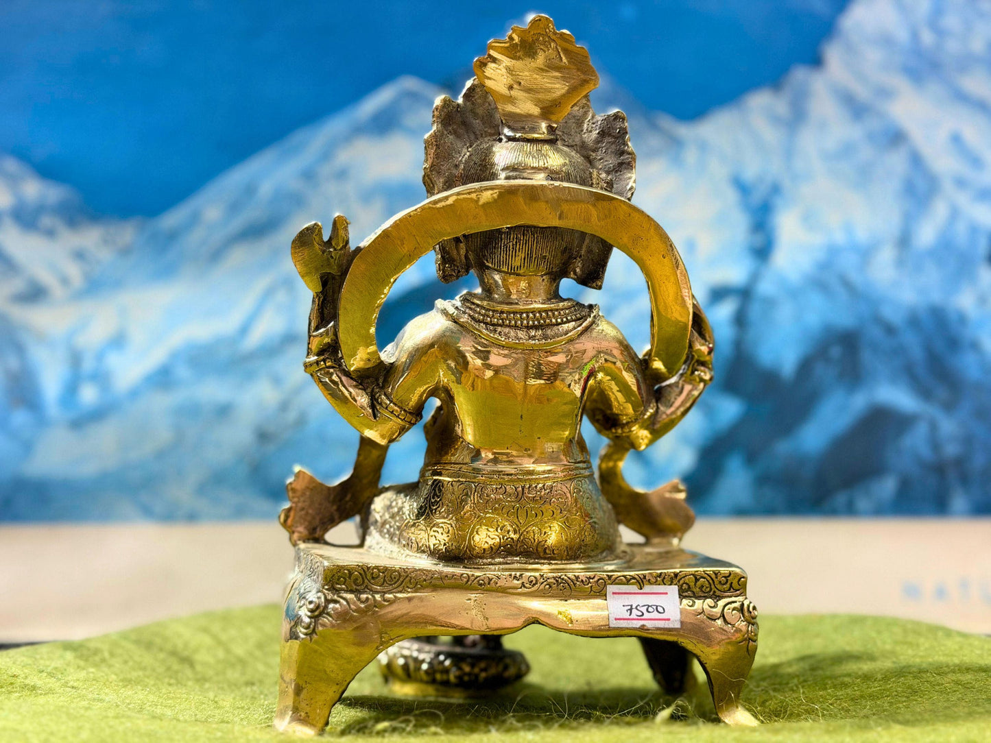 Handmade Golden Ganesh Statue - Sitting on a Chair Lord Ganesh Approx 6 inch Tall