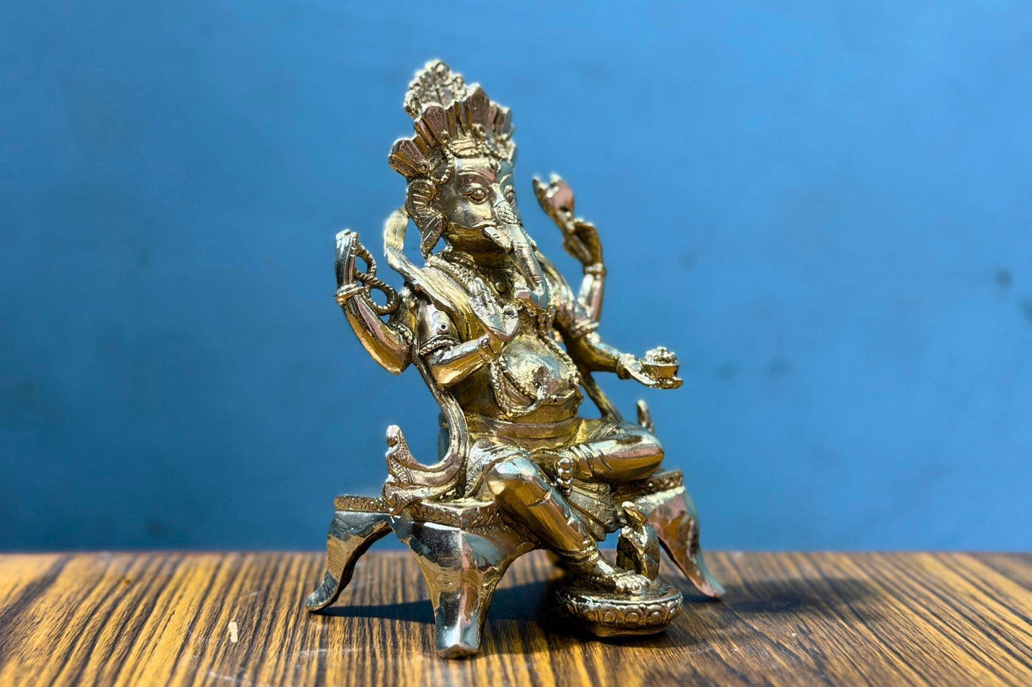 Handmade Brass Ganesh Statue – 6 Inch Seated Hindu God