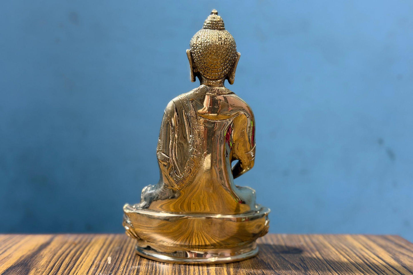 Handmade Lord Buddha Golden Statue - 8 inch tall height - Handcrafted Figurine - Buddhist Worshipping Statue
