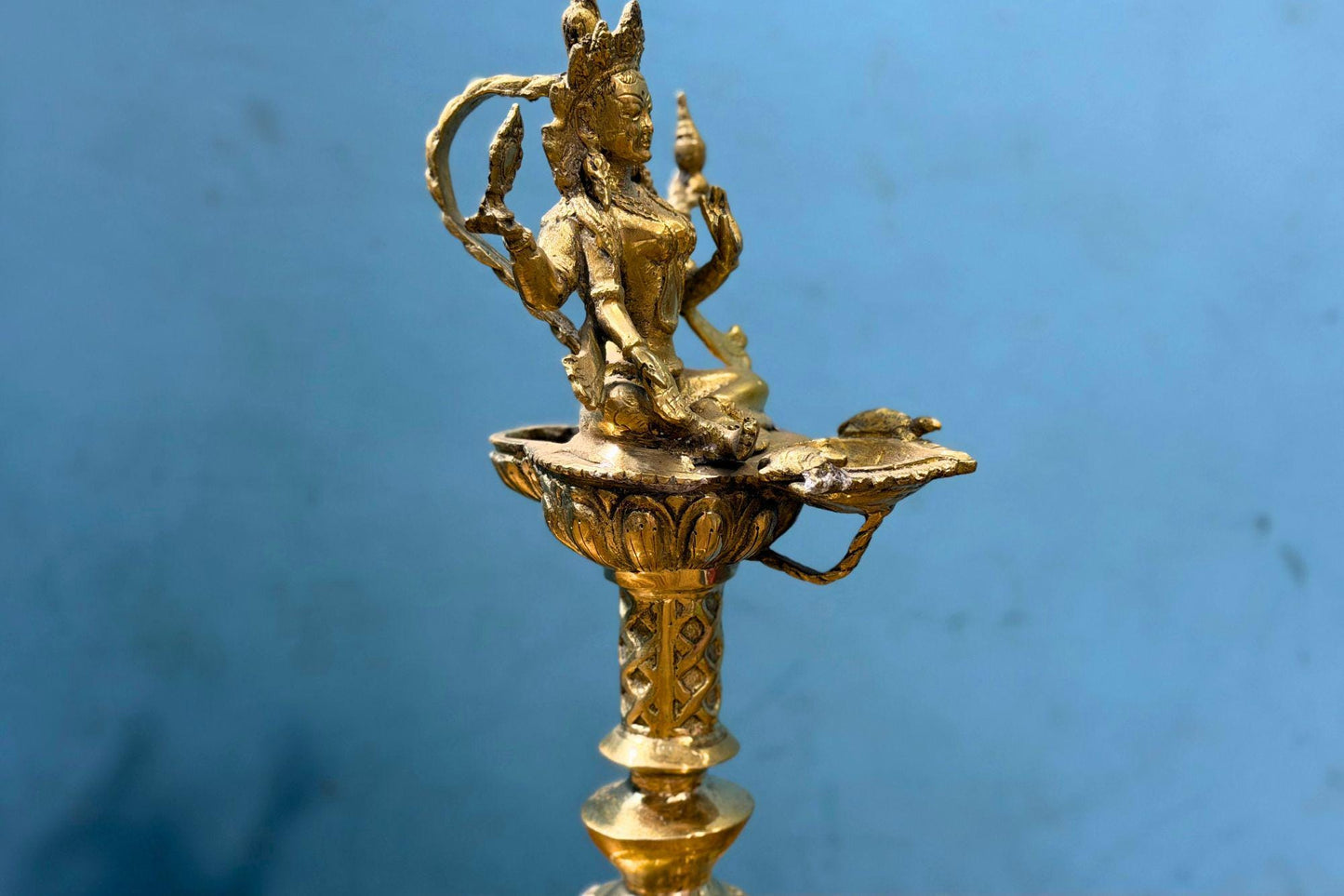 Sacred Handcrafted Brass Goddess Lakshmi / Vasudhara Diya – 12 Inches