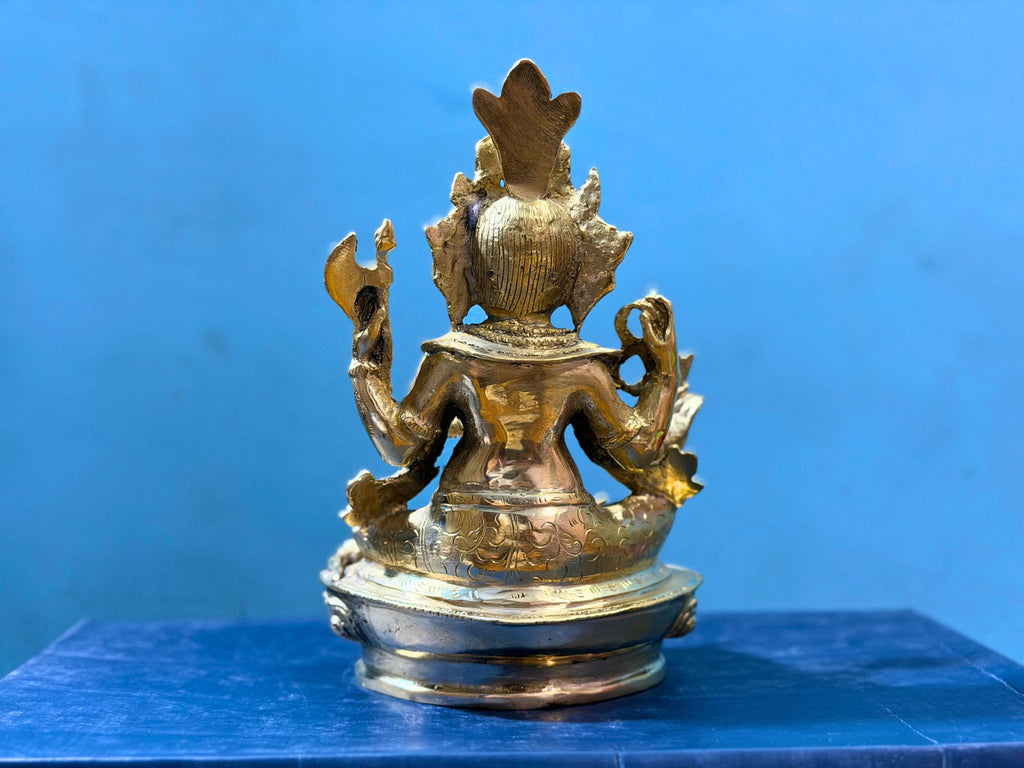 Handmade Golden Ganesh Statue - 6 inch tall Brass Sculpture - Handcrafted in Nepal