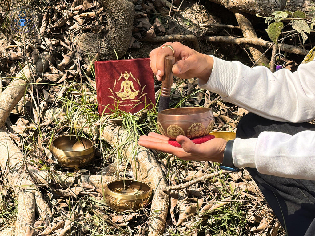 Lord Ganesha Engraved Singing Bowl – Handmade Himalayan Meditation Bowl with Mallet & Cushion